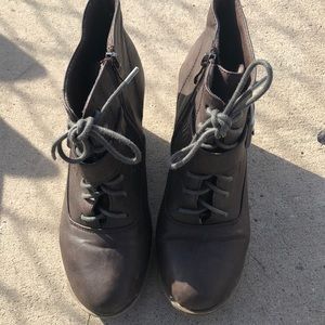 Dark Brown wedge booties